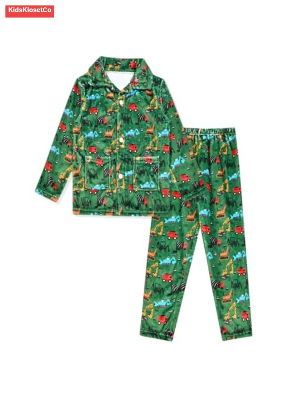 Girls Fleece Pajama Set Long Sleeve Winter Soft Warm Sleepwear Button Down